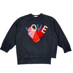 502 Style Black Sweatshirt with Vibrant Graphic Love Heart Free Size